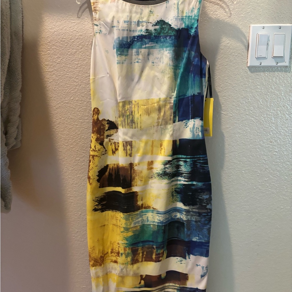 Brand New Karen Millen Multicolor Abstract Midi Dress